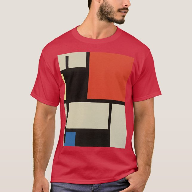 Camiseta Mondrian Composition Modern Abstrato Cardinal (Frente)