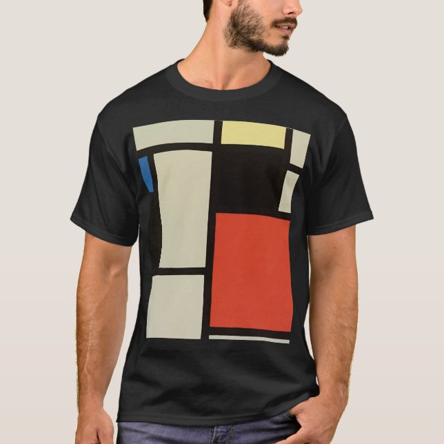 Camiseta Mondrian Composition Modern Abstrato Pintura (Frente)