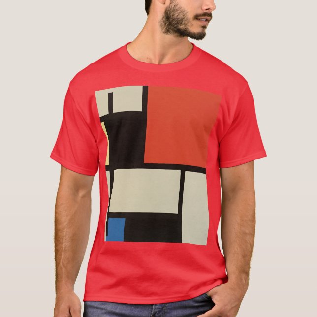 Camiseta Mondrian Composition Modern Abstrato Red (Frente)