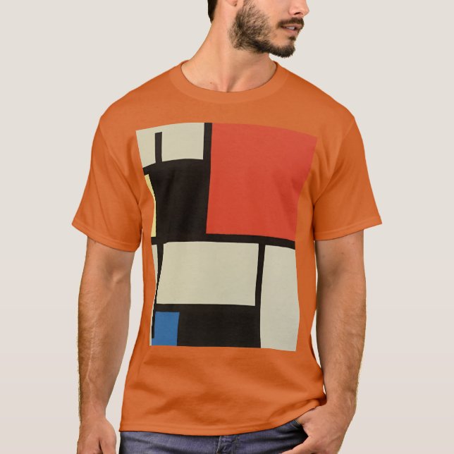 Camiseta Mondrian Composition Modern Abstrato Texas Orange (Frente)