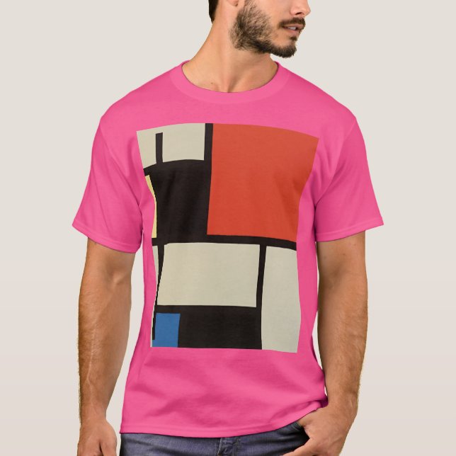 Camiseta Mondrian Composition Modern Abstrato Wow Pink (Frente)