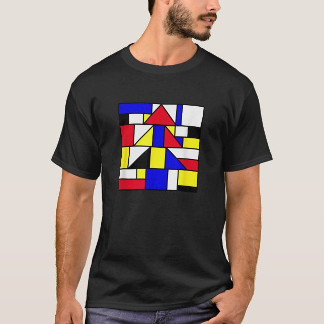 Camiseta Mondrian inspired abstract primary colors geometri (Frente)