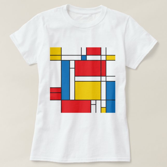 Camiseta Mondrian moderno inspirou o teste padrão gráfico (Frente do Design)