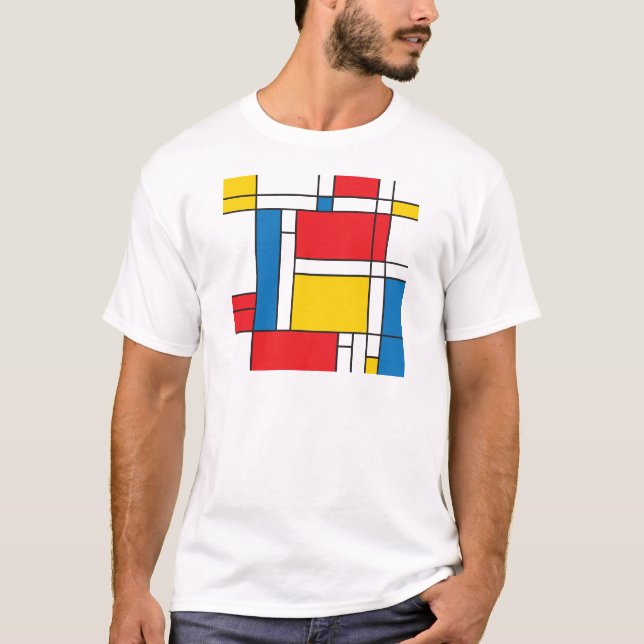 Camiseta Mondrian moderno inspirou o teste padrão gráfico (Frente)