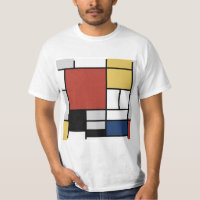 Mondrian Painting Red Plane Yellow Black Cinza Blu