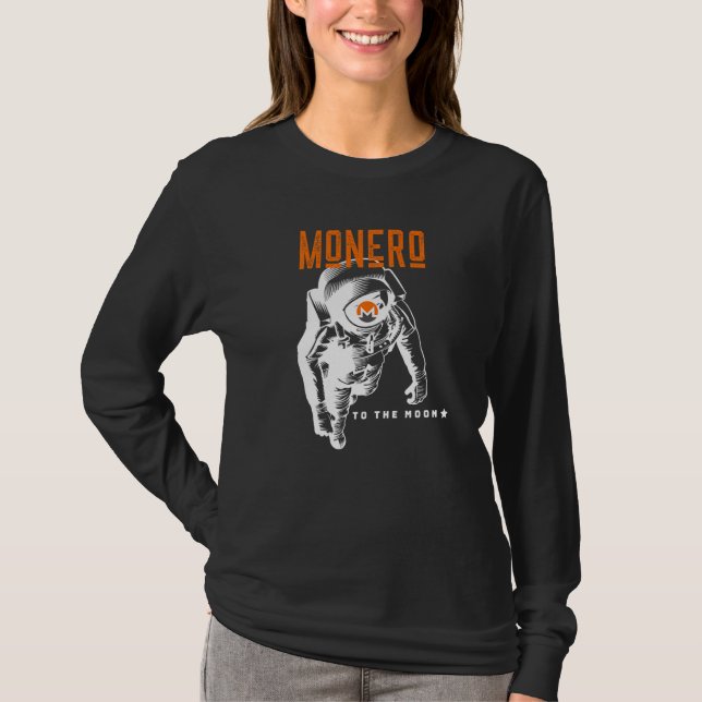 Camiseta Monero Para Criptomoeda Do Astronauta Da Lua (Frente)