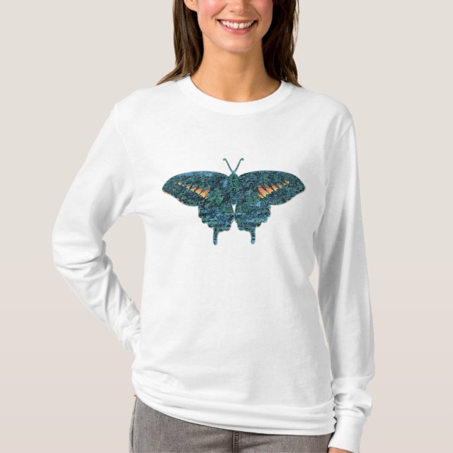 Camiseta Monet de pintura de borboleta azul (Frente)