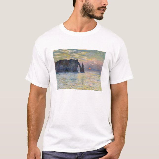 Camiseta Monet - Manneport, Cliff em Etretat, Sunset (Frente)