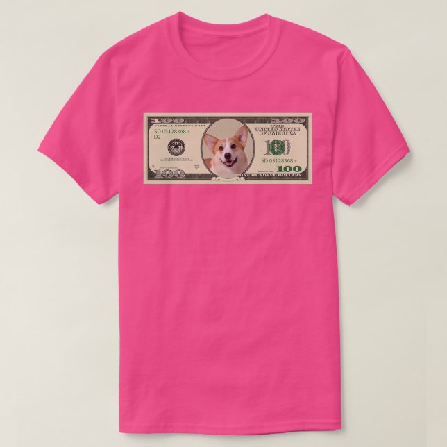 Camiseta Money Dog 100 Pembroke Welsh Corgi891 (Frente do Design)