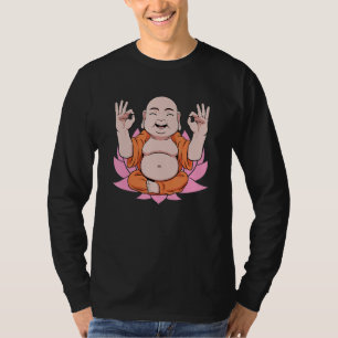 Camiseta Monge Buda Namaste Rezando Rezar Sorriso Feliz Rir