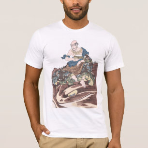Camiseta Monge budista imortal de Ukiyo-e em uma cabeça dos