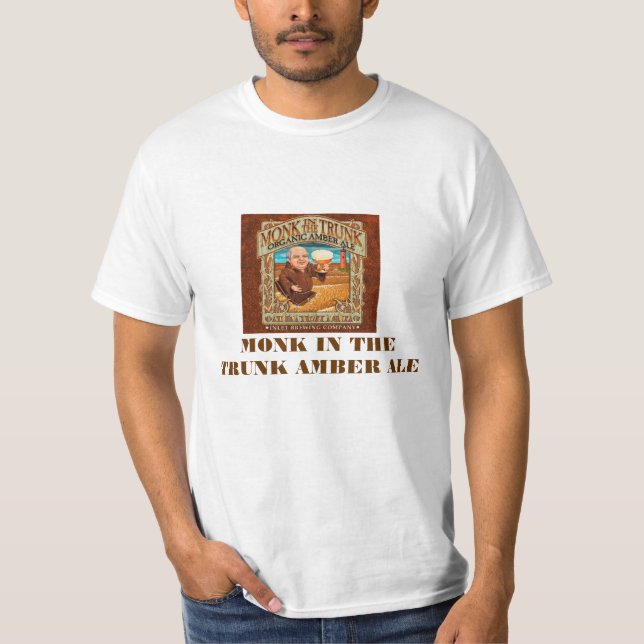 CAMISETA MONGE NA CERVEJA INGLESA DO ÂMBAR DO TRONCO (Frente)