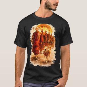 Camiseta Monges da caminhada da paz e cão aloka caminham pe