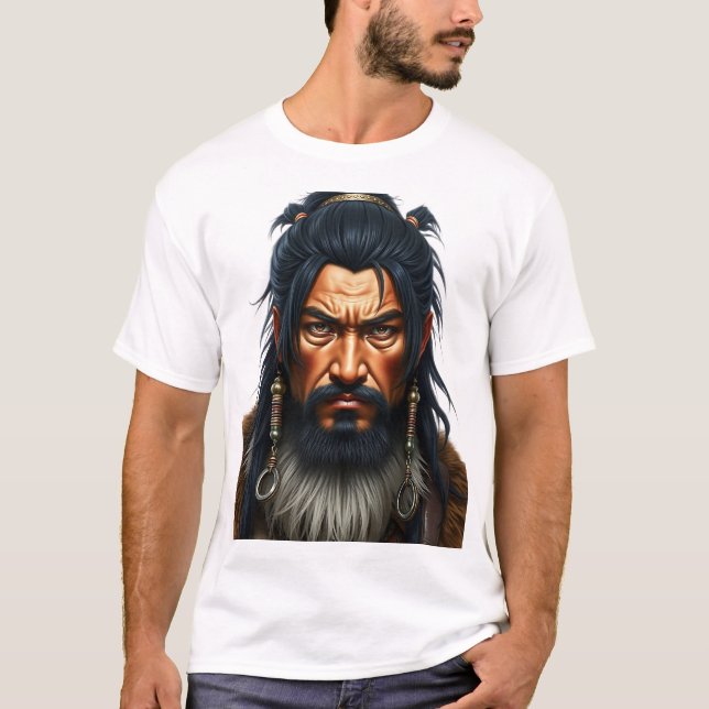 Camiseta Mongol Warrior Face Arte Tribal (Frente)