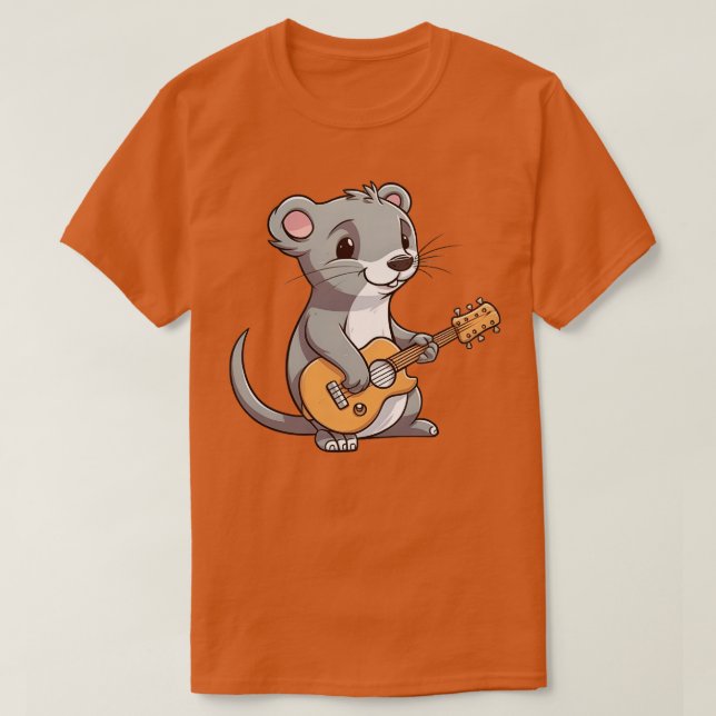 Camiseta Mongóso bonito tocando guitarra (Frente do Design)