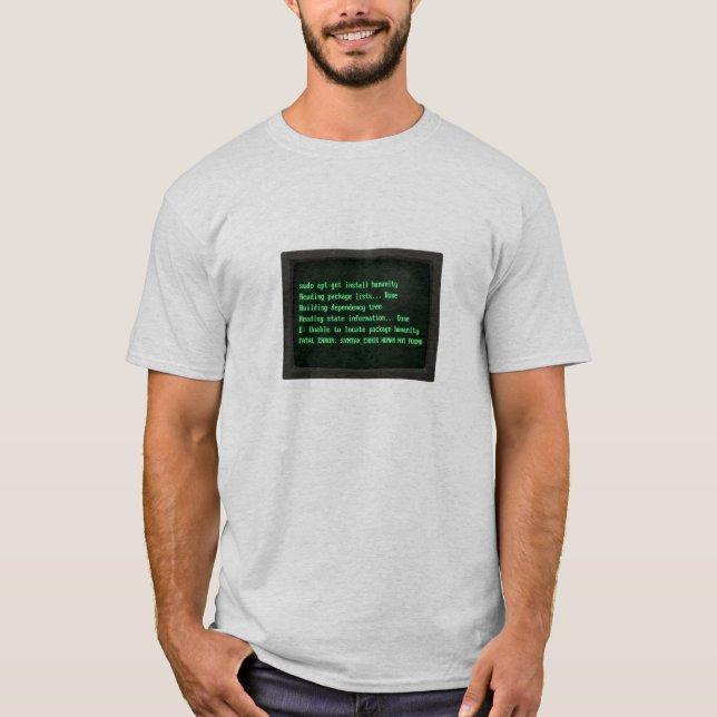 Camiseta Monitor CRT Retrô Terminal "Instalar Humanidade" F (Frente)
