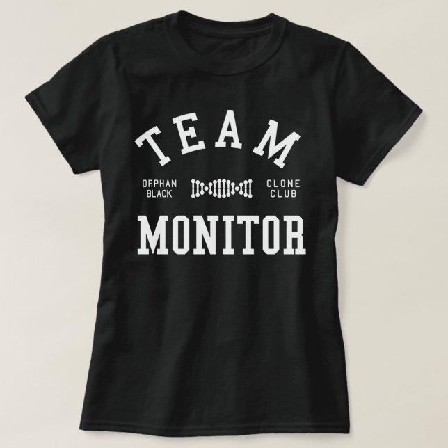 Camiseta Monitor preto órfão da equipe (Frente do Design)