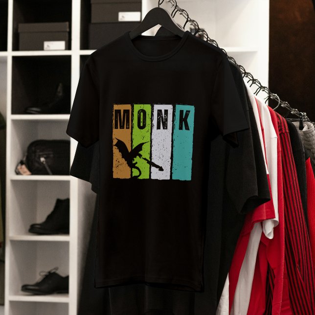 Camiseta Monk Dungeon Fantasy Role no Grunge T-Shirt (Criador carregado)