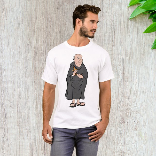 Camiseta Monk Segurando Cruz em Robe Religioso Medieval (Criador carregado)