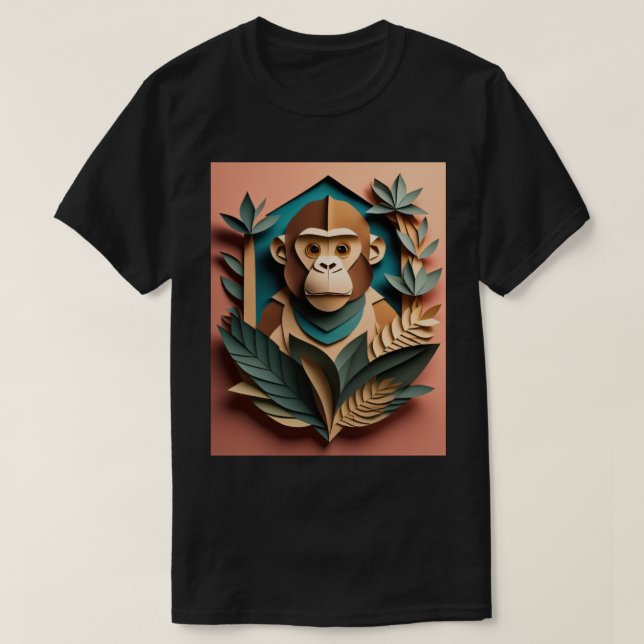 Camiseta Monkey 3D Paper Art Design T-shirt (Frente do Design)