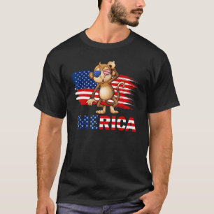 Camiseta Monkey American Flag Sunglass Merica 4th De Jul