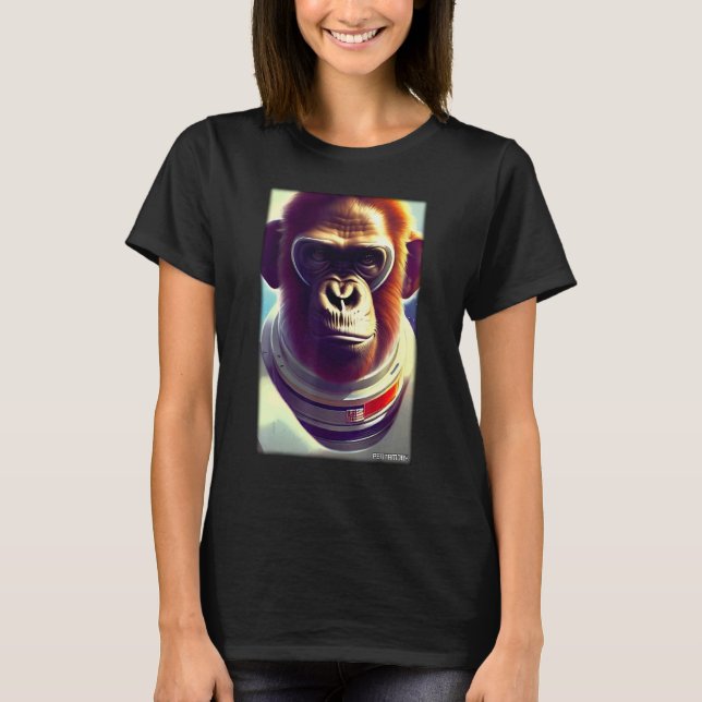 Camiseta Monkey Ape Animal Astronaut Space Universe Galaxy  (Frente)