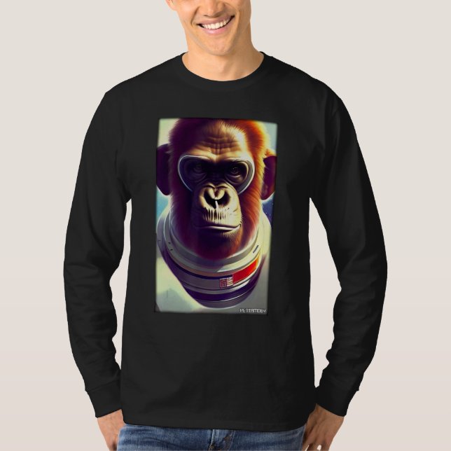 Camiseta Monkey Ape Animal Astronaut Space Universe Galaxy  (Frente)