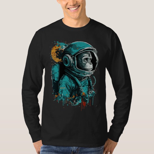 Camiseta Monkey Astronaut Outer Space Explorer Science Stud (Frente)
