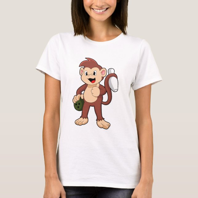 Camiseta Monkey at Bowling with Bowling ball (Frente)