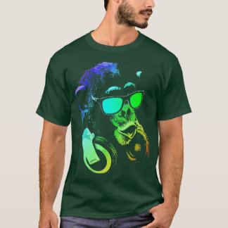 Camiseta Monkey Chimp With Sunglasses And Headphones