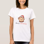 Camiseta Monkey Christmas Snow Winter Animals Monkeys<br><div class="desc">The monkey at Christmas with a Santa hat. Funny animals with gifts and snow for the holidays. A sweet Christmas greeting. Monkeys are cute animals and perfect for Christmas.</div>