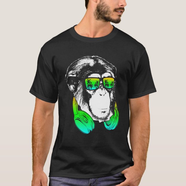 Camiseta Monkey Cooler Monkey DJ Fones de ouvido Ideia Part (Frente)