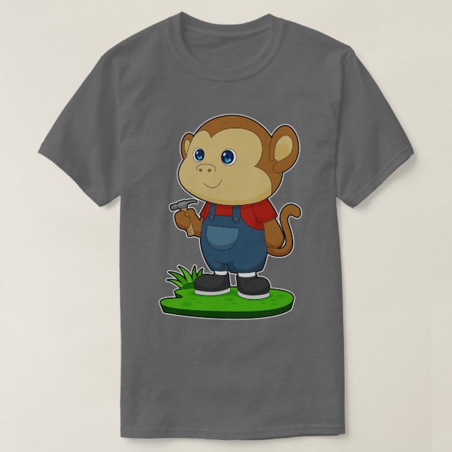 Camiseta Monkey Craftsman Hammer (Frente do Design)
