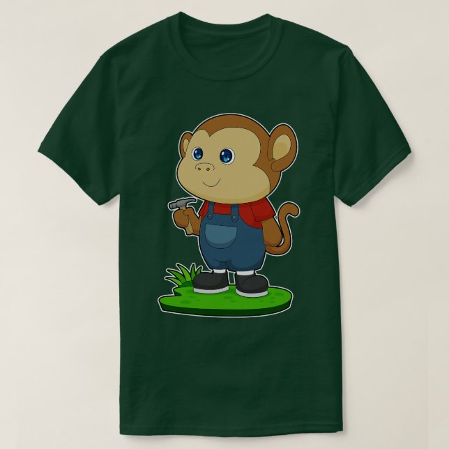 Camiseta Monkey Craftsman Hammer (Frente do Design)