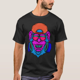 Camiseta Monkey Dj Zookeeper Music Primate Retro anos 80 90