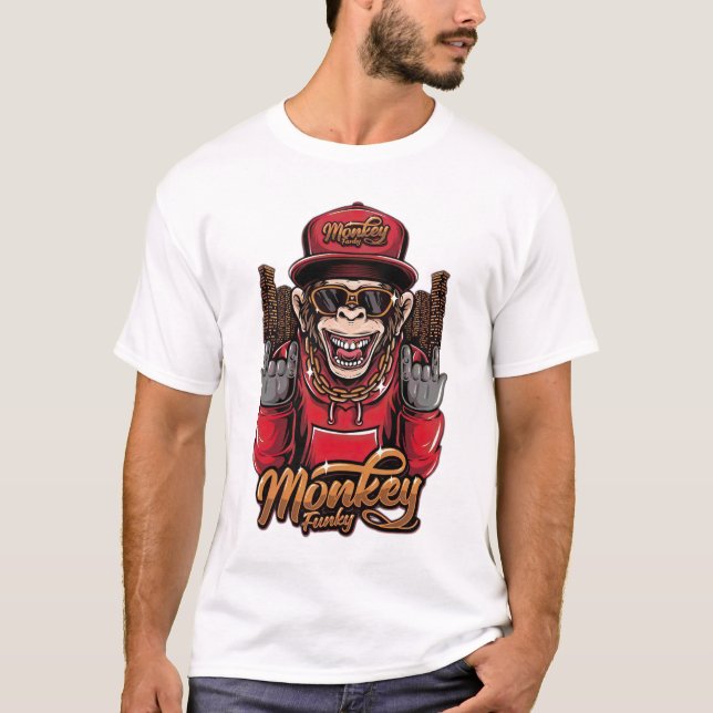 Camiseta Monkey Funky T-Shirt - Cool Hip Hop Monkey Graphic (Frente)