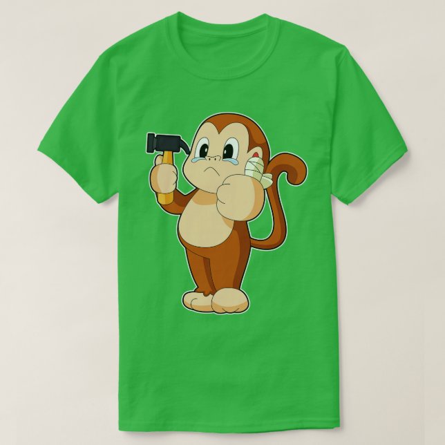 Camiseta Monkey Handyman Hammer (Frente do Design)
