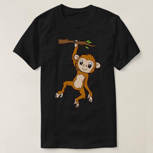 Camiseta Monkey Hanging On Branch Ape Kids Cute Monkey Pull (Frente do Design)