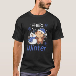Camiseta Monkey Hello Winter Snowman Snow