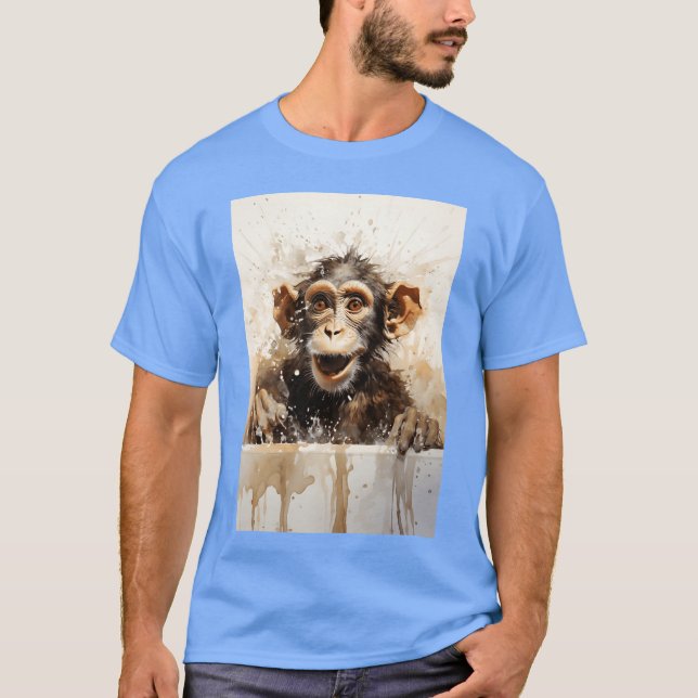 Camiseta Monkey in bathtub Funny animal art family (Frente)