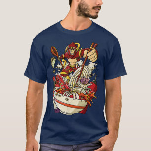 Camiseta Monkey King Ramen Noodles Japão Comida Cultura