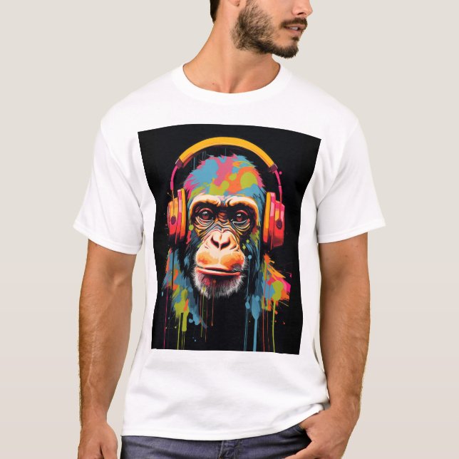 Camiseta Monkey Music Art Monkey Art Monkey Galeria de Maca (Frente)