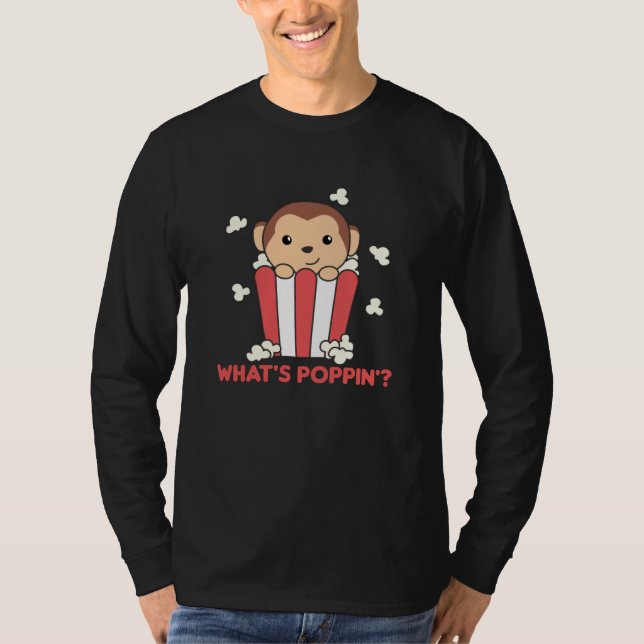 Camiseta Monkey Popcorn Whats Poppin Funny Pun (Frente)