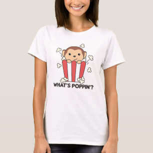 Camiseta Monkey Popcorn Whats Poppin Funny Pun