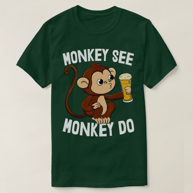 Camiseta Monkey See Monkey Do Funny Toddler Monkey Drinking (Frente do Design)
