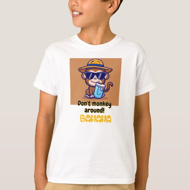 Camiseta Monkey TShirt engraçado - Não macaco por aí - Bana (Frente)