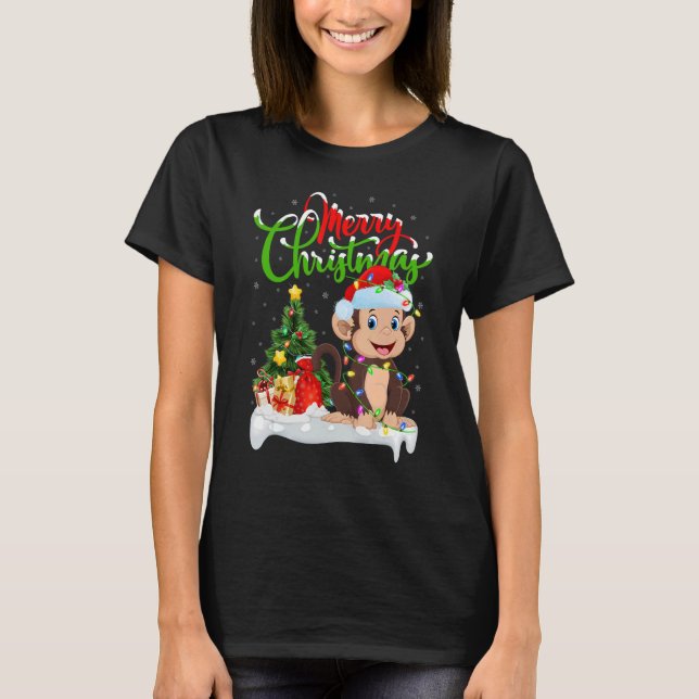 Camiseta Monkey Xmas Decorations Papais noeis Monkey Natal (Frente)