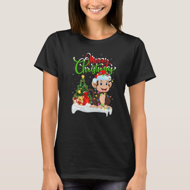 Camiseta Monkey  Xmas Decorations Santa Monkey Christmas (Frente)