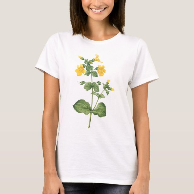 Camiseta monkeyflower (sp de Mimulus.) por Redouté (Frente)
