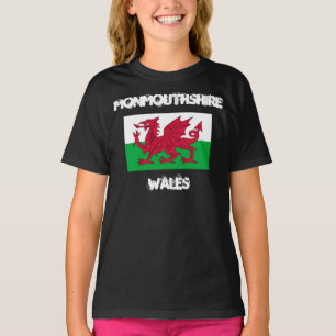 Camiseta Monmouthshire, País de Gales com bandeira galesa